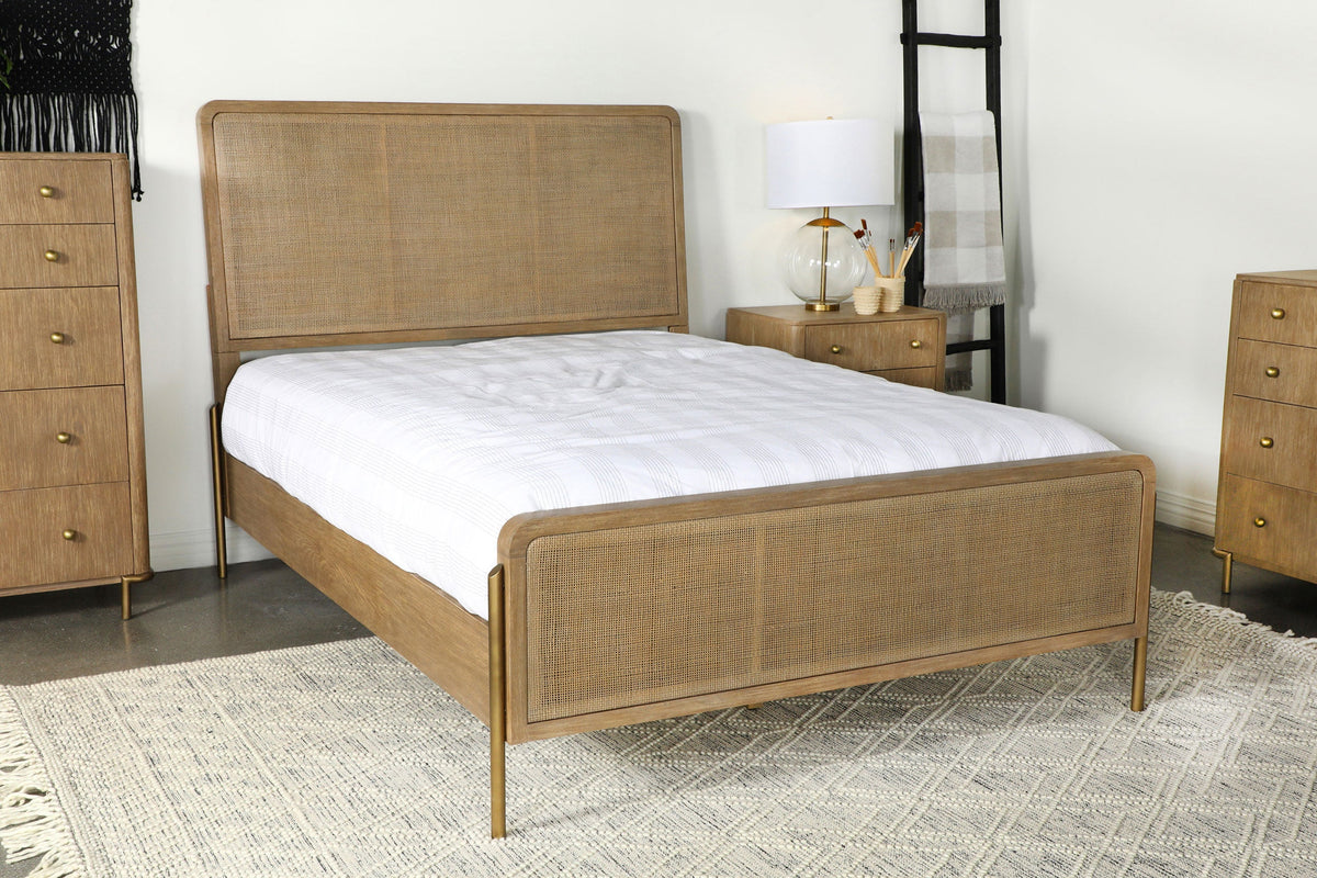 Arini RattanPanel Bed Sand Wash and Natural