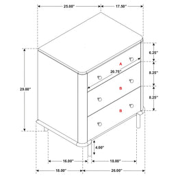 Arini 3-drawer Nightstand Black