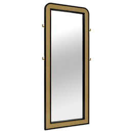 Arini Cane Weave  Length Standing Floor Mirror Black