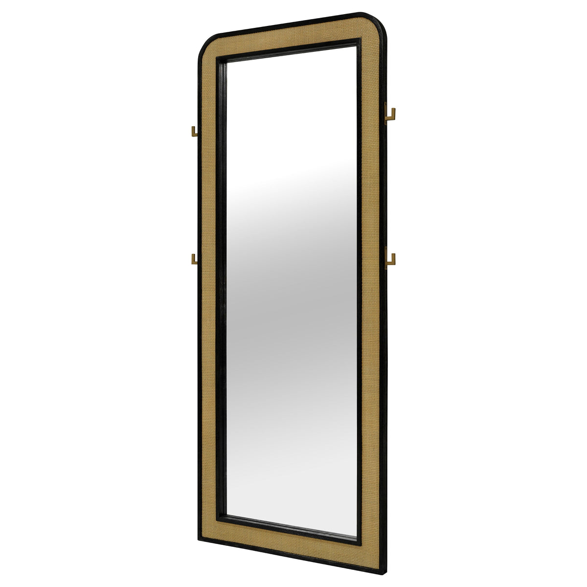 Arini Cane Weave  Length Standing Floor Mirror Black