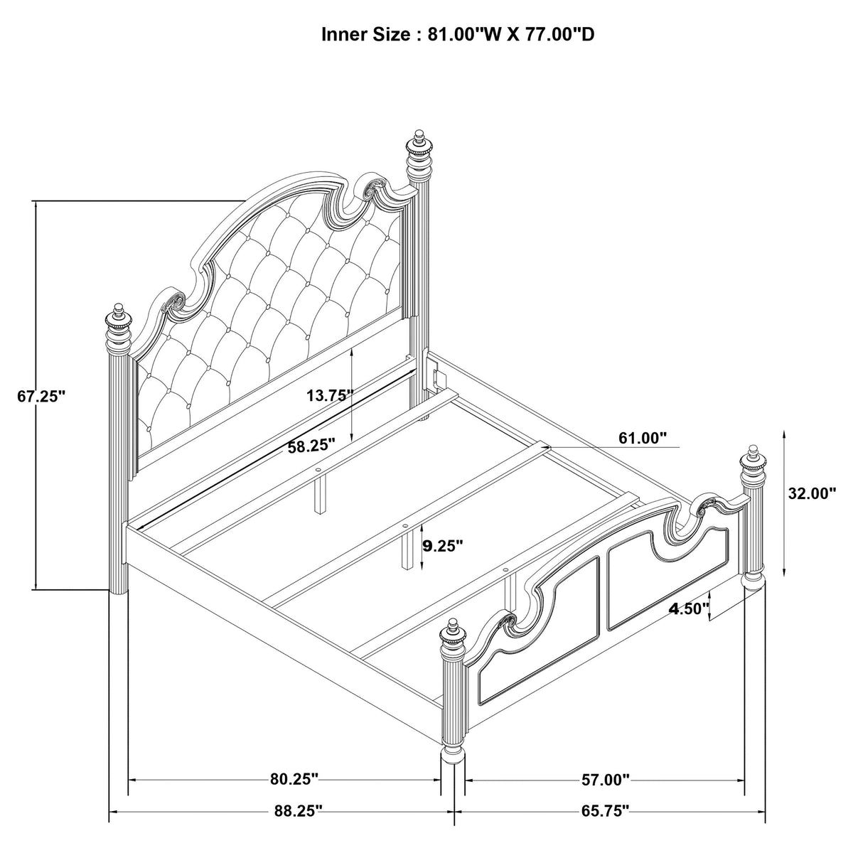 Celina Wood  Poster Bed Black