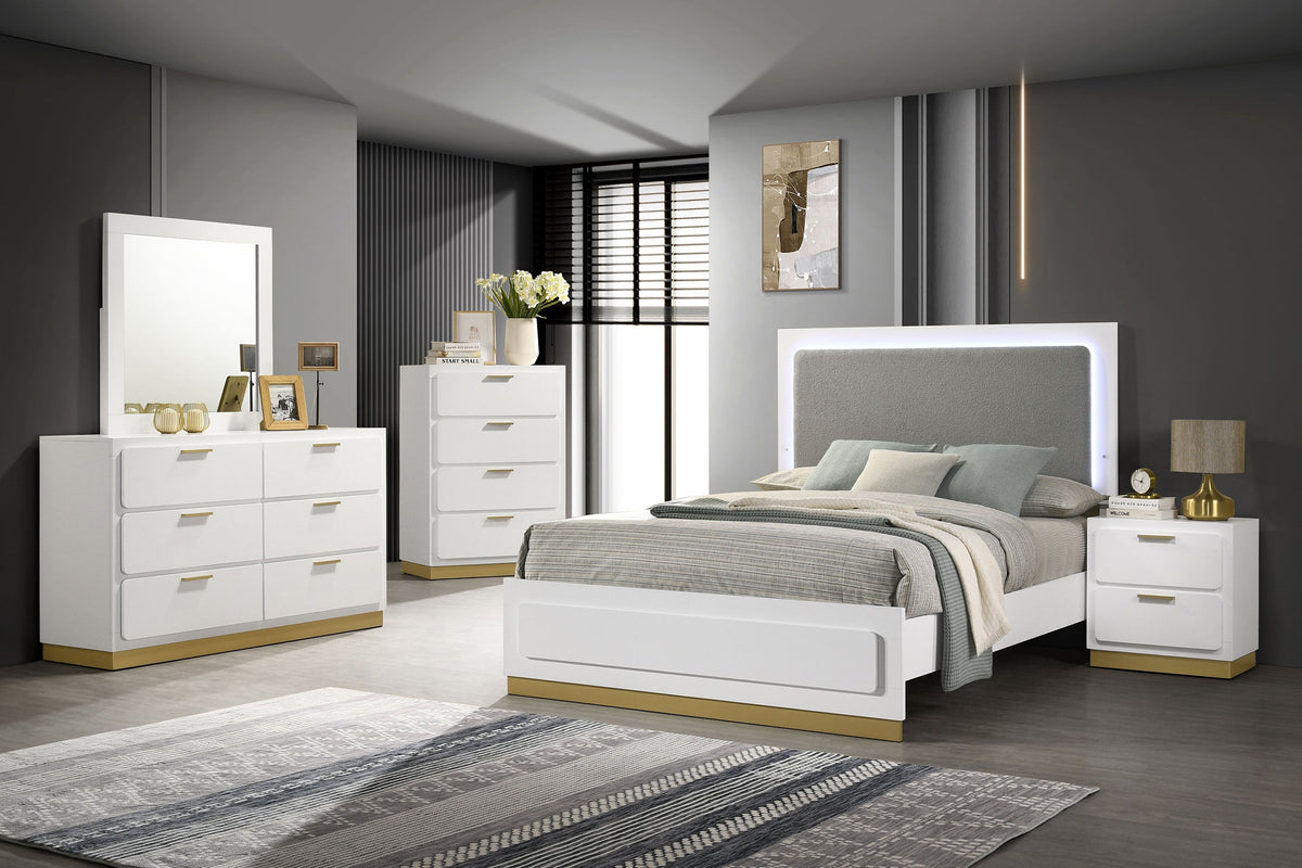 Camille Upholstered California King Panel Bed Grey