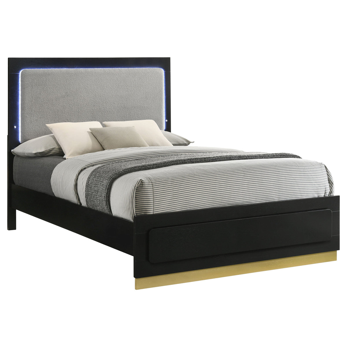 Camille Upholstered California King Panel Bed Grey