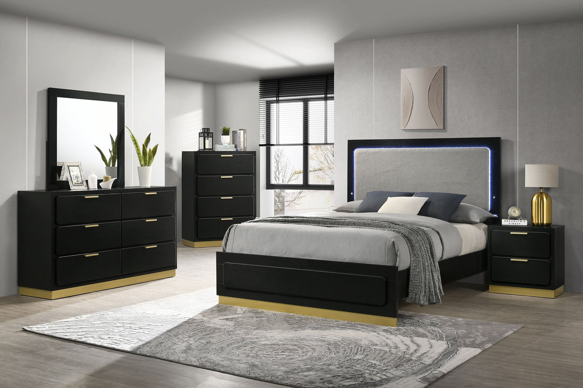 Camille Upholstered California King Panel Bed Grey