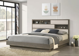 Fenwick California King Bed Bookcase Headboard Grey Oak