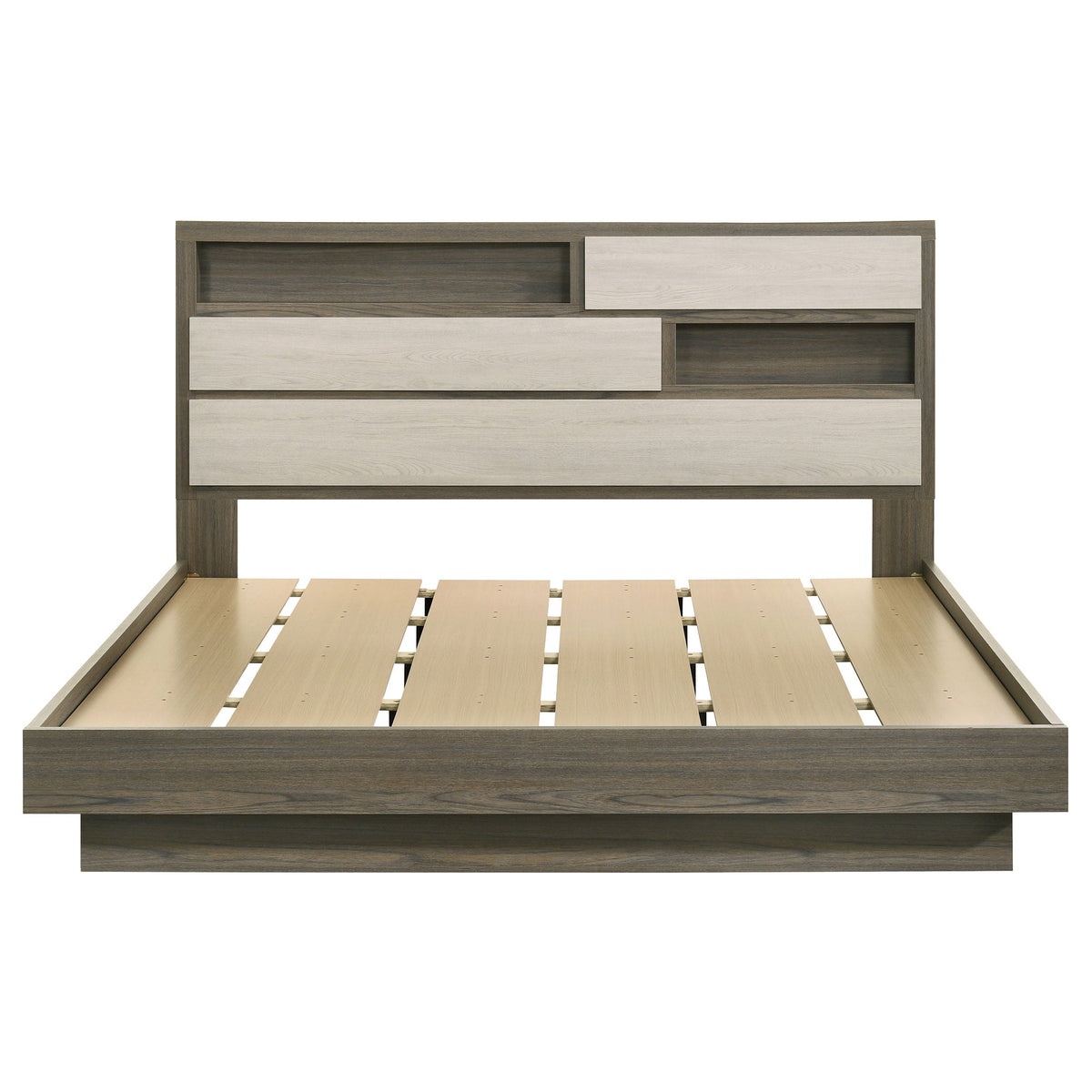 Fenwick California King Bed Bookcase Headboard Grey Oak