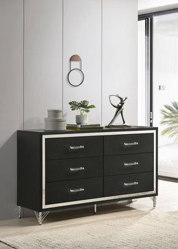 Lucia 6-drawer Dresser and Mirror Black