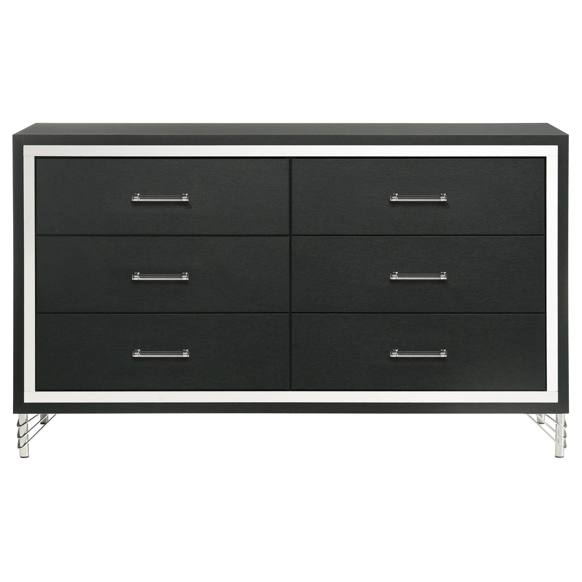Lucia 6-drawer Dresser and Mirror Black