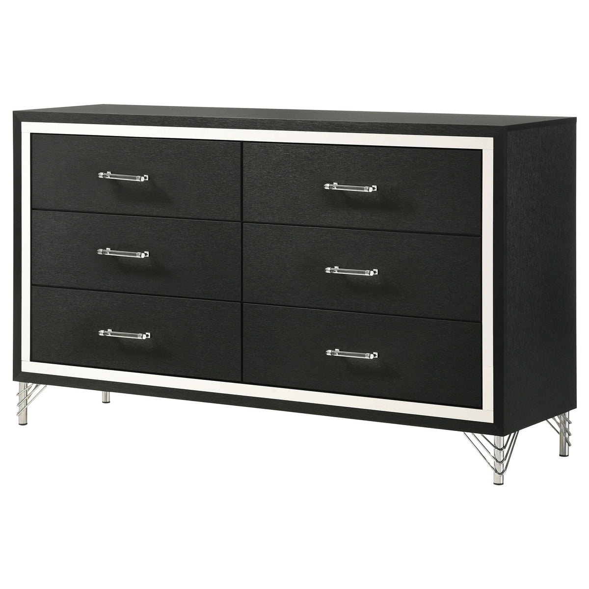 Lucia 6-drawer Dresser and Mirror Black