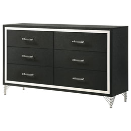 Lucia 6-drawer Dresser and Mirror Black