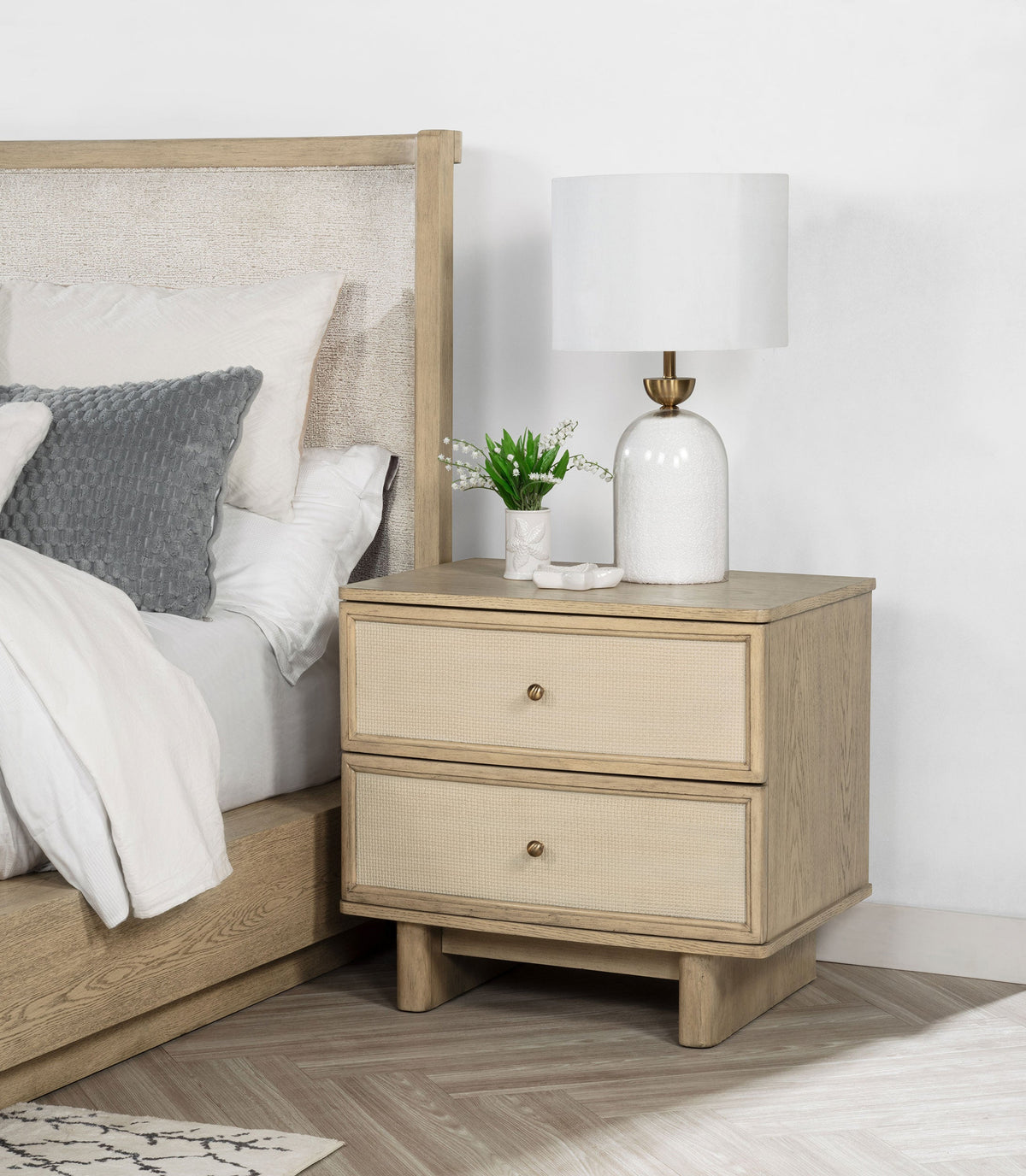 Kailani 2-drawer Nightstand Bedside Table Beige Oak