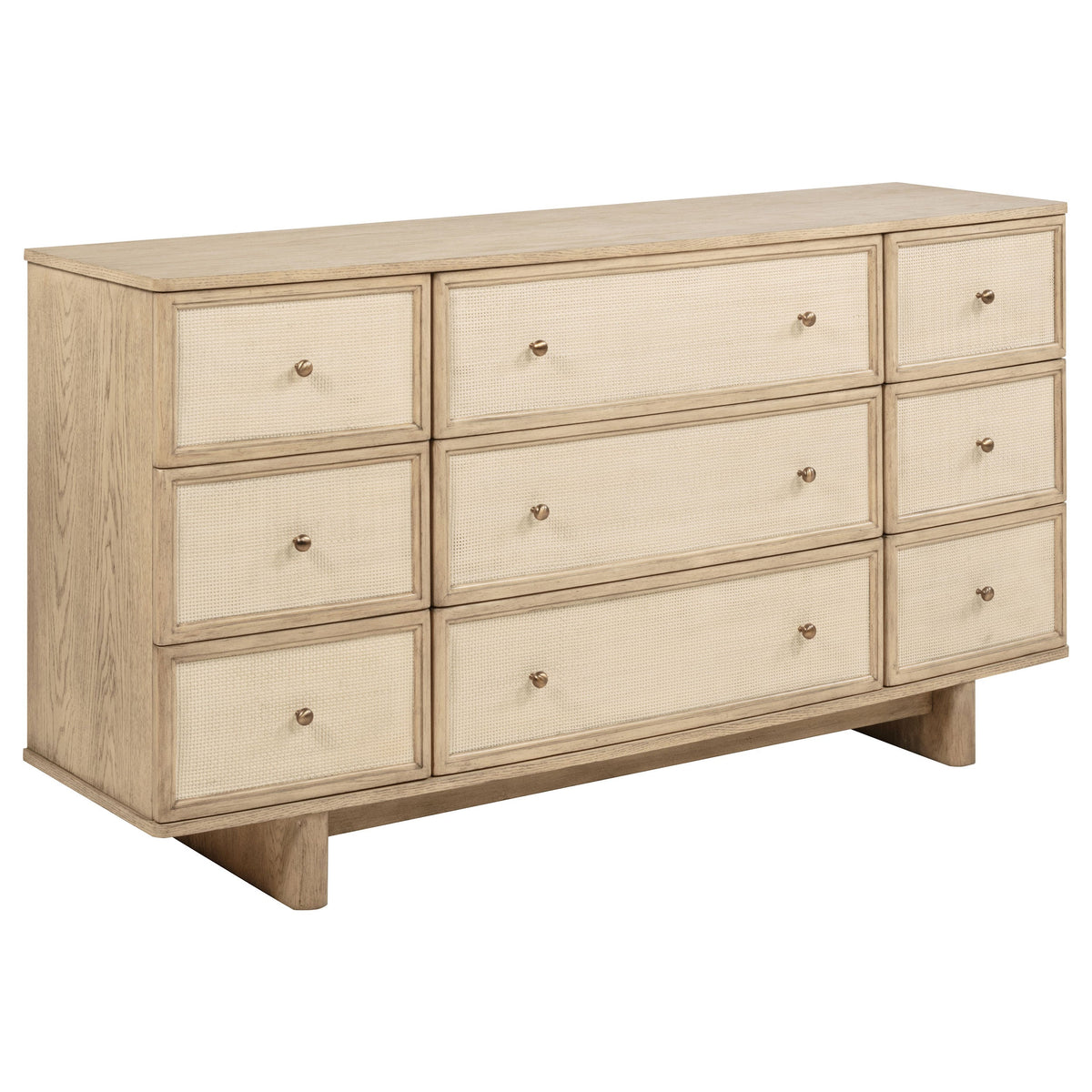 Kailani 9-drawer Dresser and Mirror Beige Oak