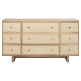 Kailani 9-drawer Dresser and Mirror Beige Oak
