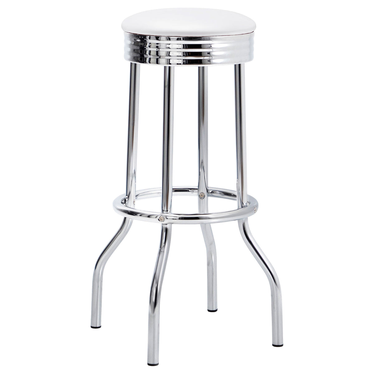 Retro Upholstered Metal Swivel Bar Stool Red (Set of 2)