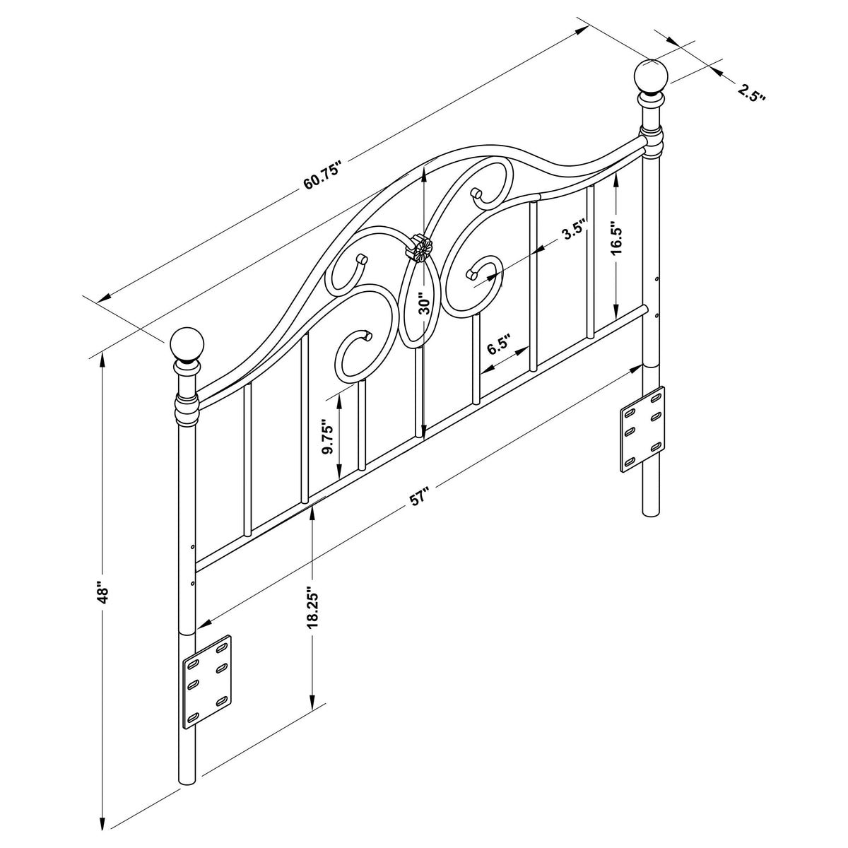 Bailey Metal  or  Open Frame Headboard Black