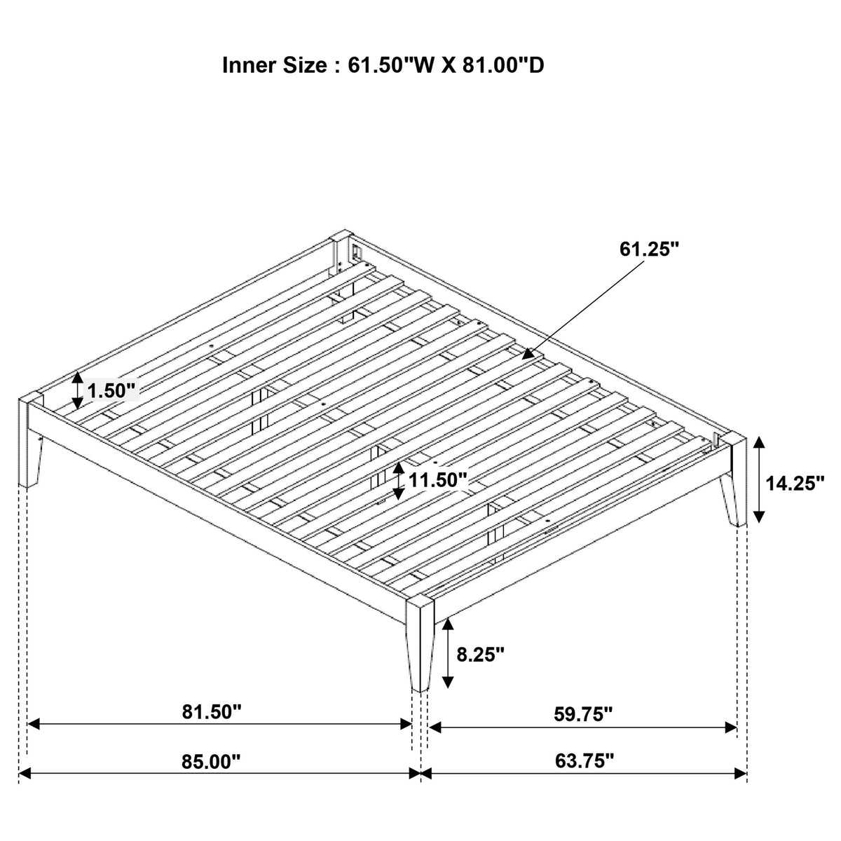 Hounslow California King Universal Platform Bed Black