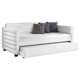 Patricia Boucle Upholstered  Day Bed with Trundle Grey