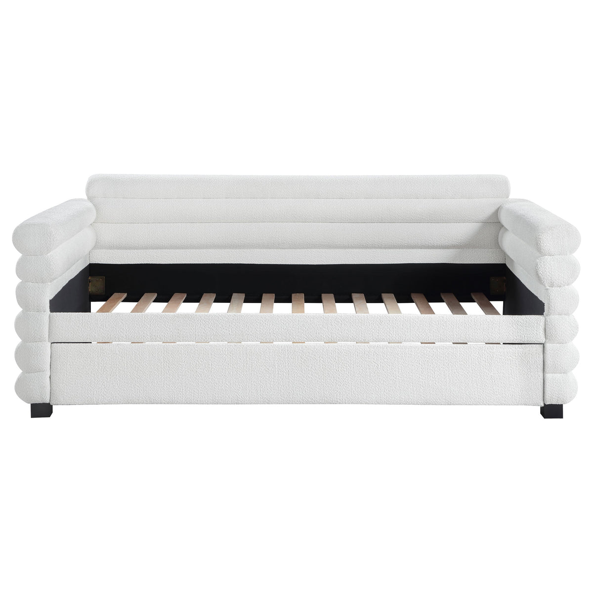 Patricia Boucle Upholstered  Day Bed with Trundle Grey