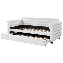 Patricia Boucle Upholstered  Day Bed with Trundle Grey
