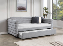 Patricia Boucle Upholstered  Day Bed with Trundle Grey