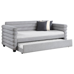 Patricia Boucle Upholstered  Day Bed with Trundle Grey