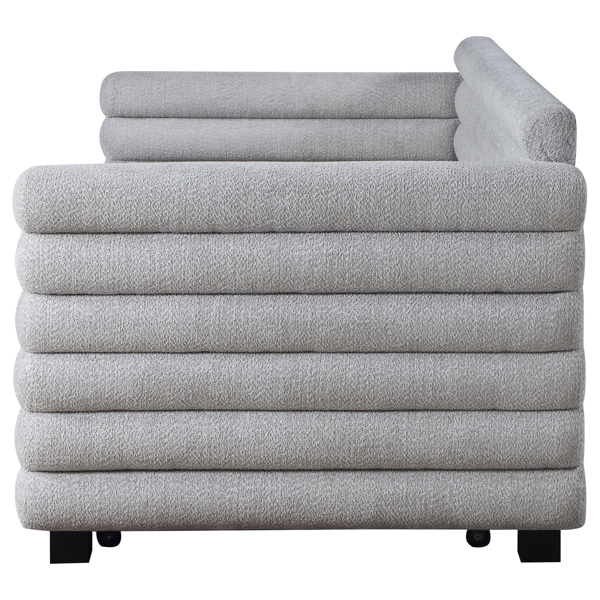 Patricia Boucle Upholstered  Day Bed with Trundle Grey