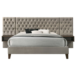 Marley Upholstered  Wall Panel Bed Light Brown
