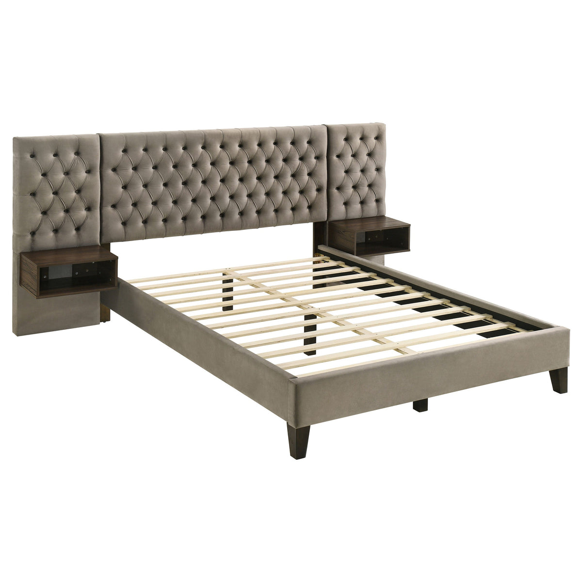 Marley Upholstered  Wall Panel Bed Light Brown