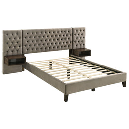Marley Upholstered  Wall Panel Bed Light Brown