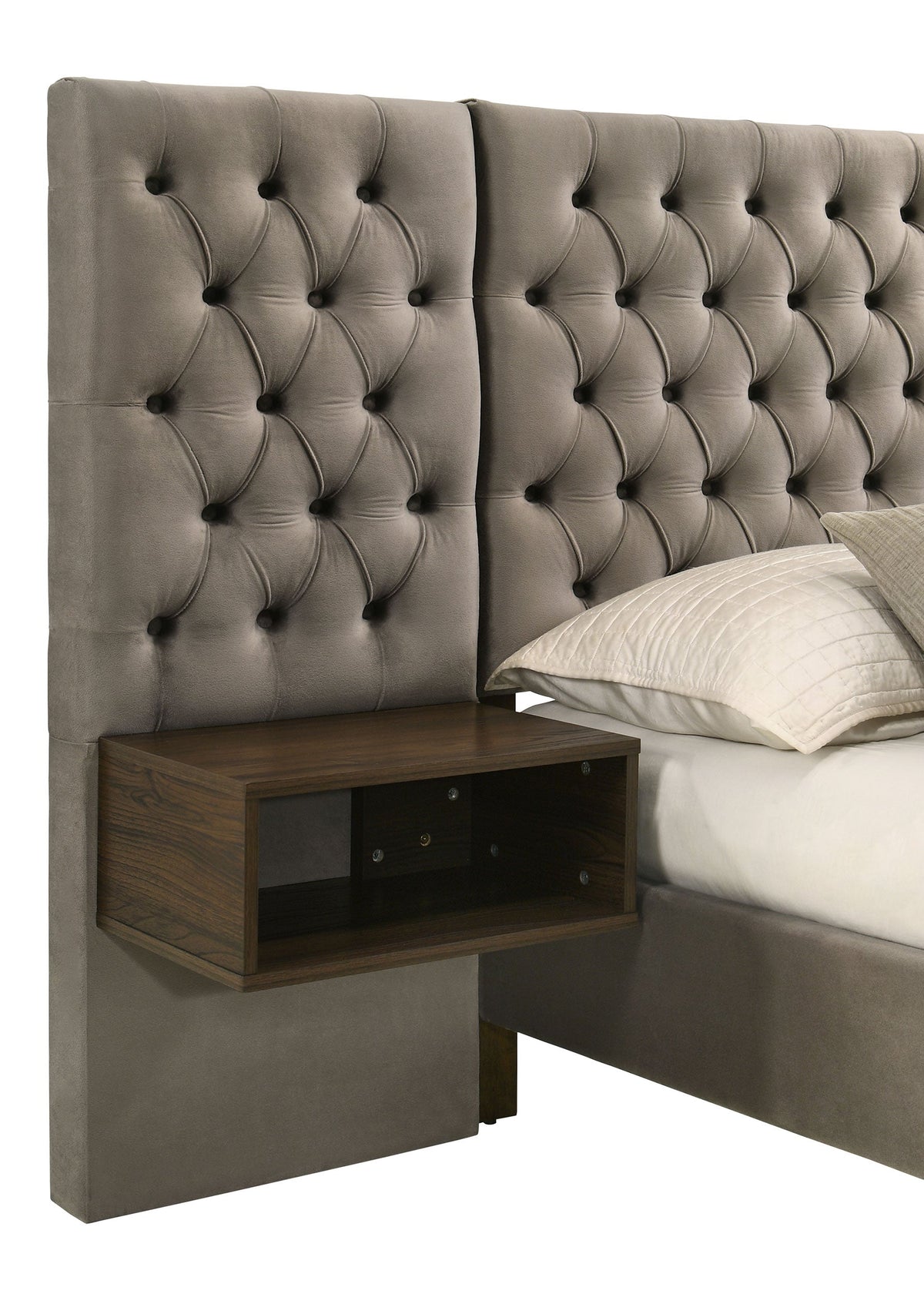 Marley Upholstered  Wall Panel Bed Light Brown