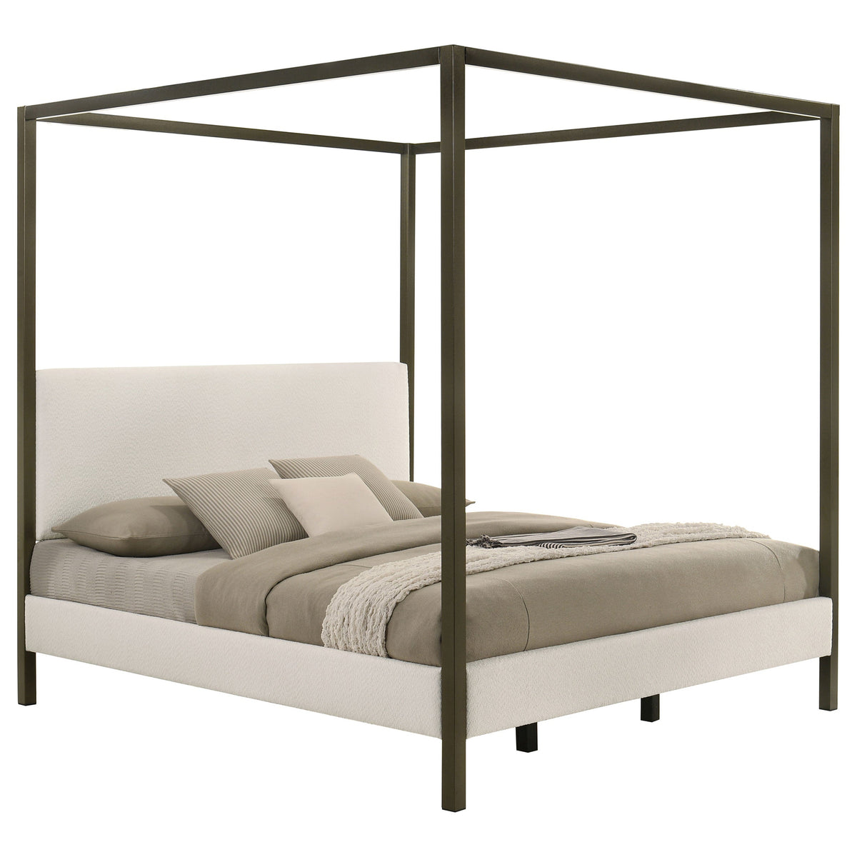 Monroe Upholstered  Canopy Bed Vanilla