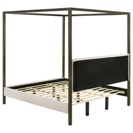 Monroe Upholstered  Canopy Bed Vanilla
