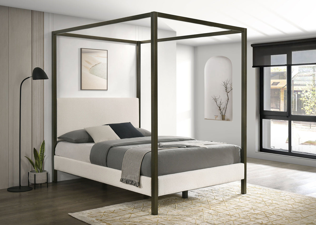 Monroe Upholstered  Canopy Bed Vanilla