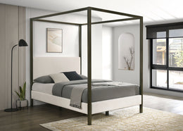Monroe Upholstered  Canopy Bed Vanilla