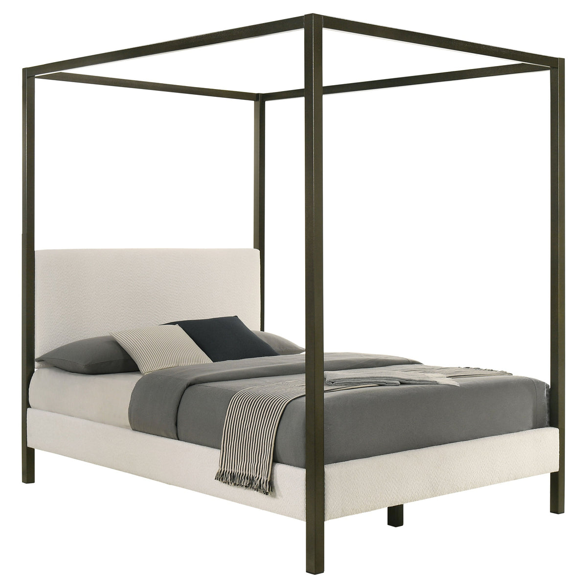 Monroe Upholstered  Canopy Bed Vanilla