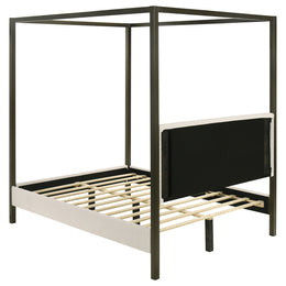 Monroe Upholstered  Canopy Bed Vanilla