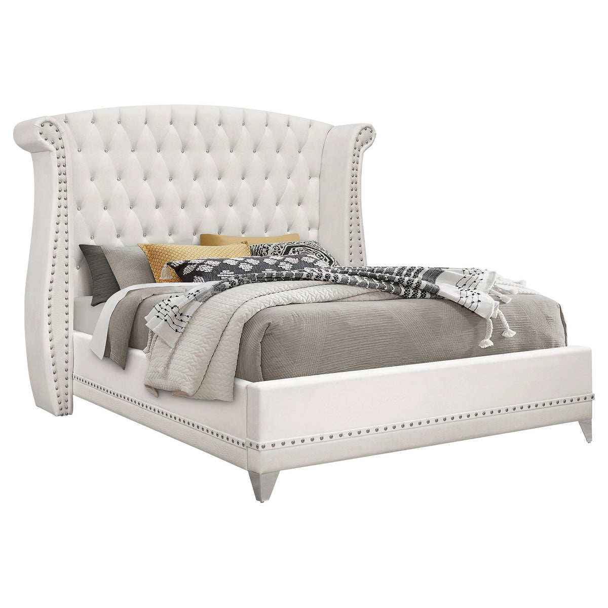 Barzini Upholstered California King Wingback Bed Black