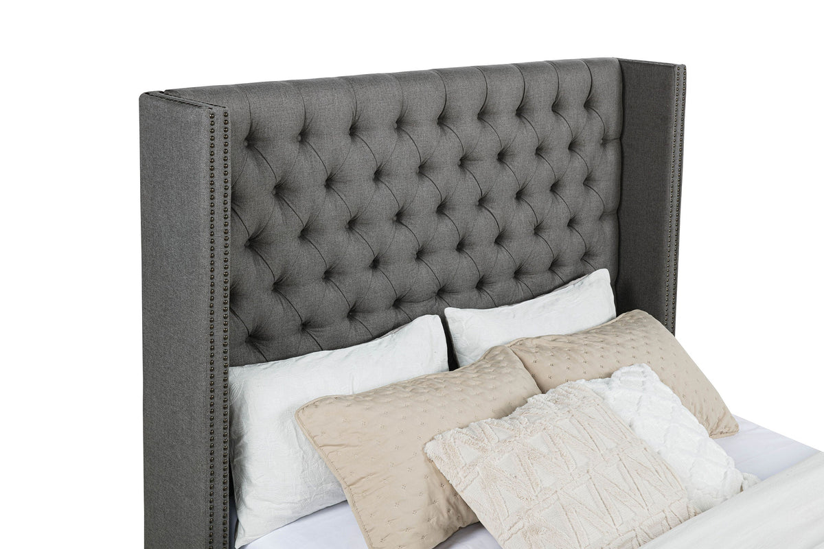 Bancroft Upholstered California King Wingback Bed Grey