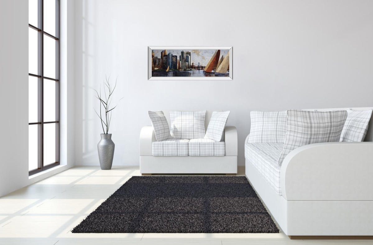 Arriving At Manhattan By Marti Bofarull 18X42 Mirror Frame Print