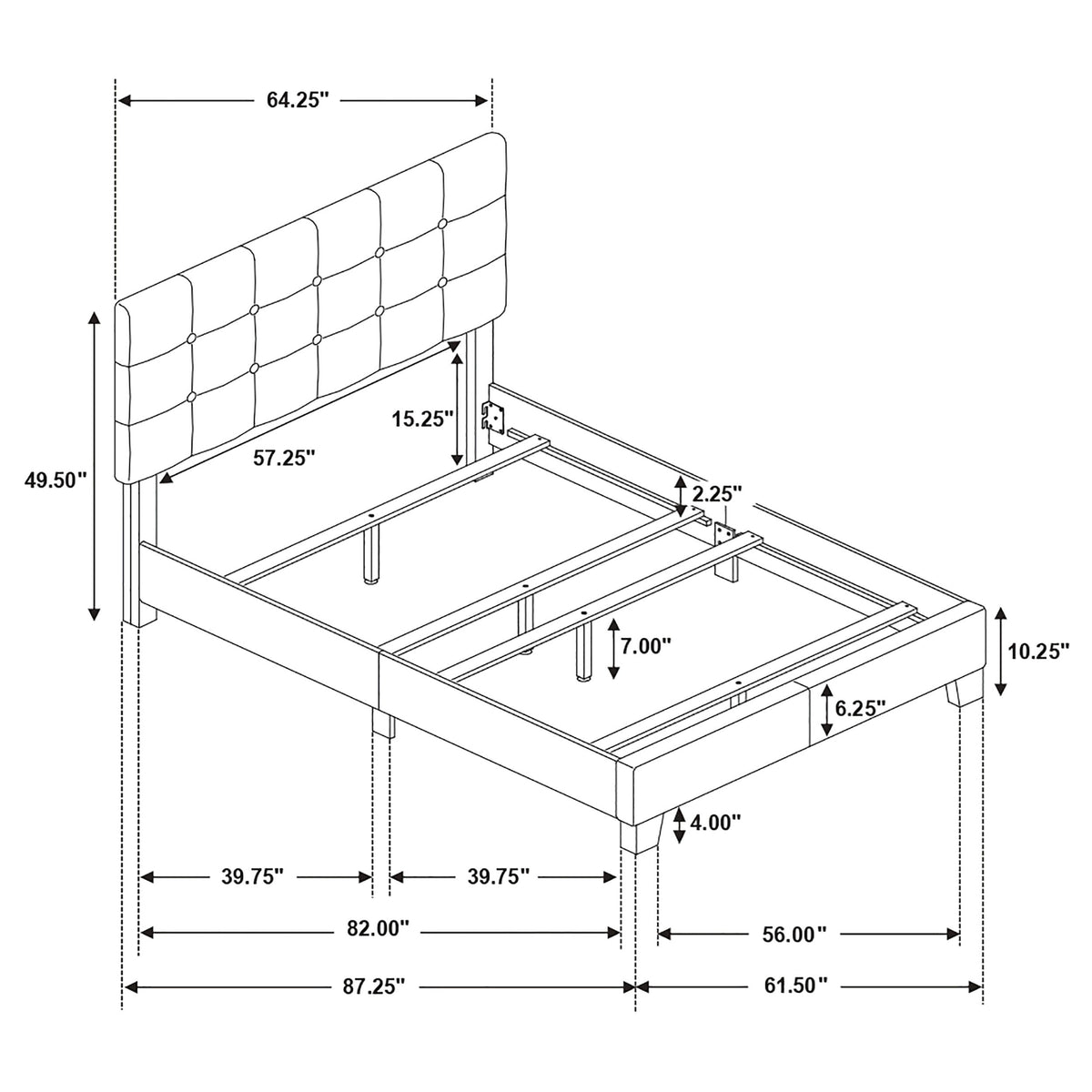 Mapes Upholstered  Panel Bed Charcoal