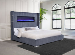Tisdall Upholstered Cal King Flame Visualizer Bed Black
