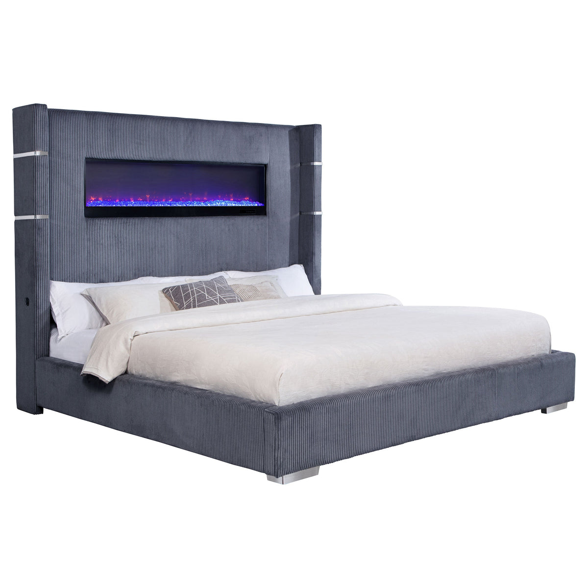 Tisdall Upholstered Cal King Flame Visualizer Bed Black