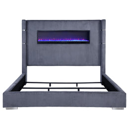 Tisdall Upholstered Cal King Flame Visualizer Bed Black