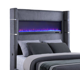Tisdall Upholstered Cal King Flame Visualizer Bed Black