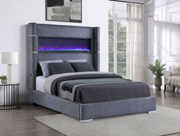 Tisdall Upholstered Cal King Flame Visualizer Bed Black