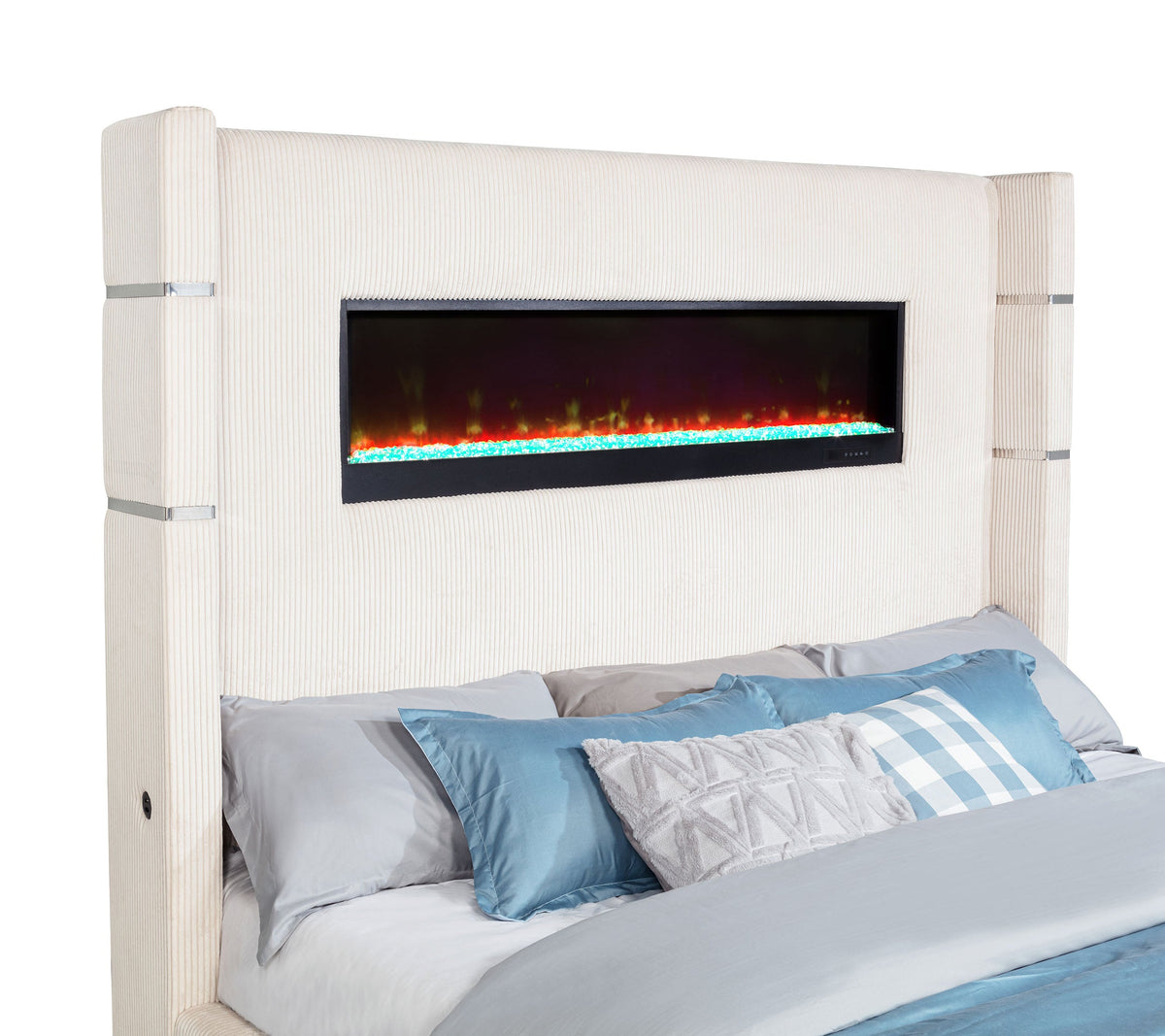 Tisdall Upholstered Cal King Flame Visualizer Bed Black