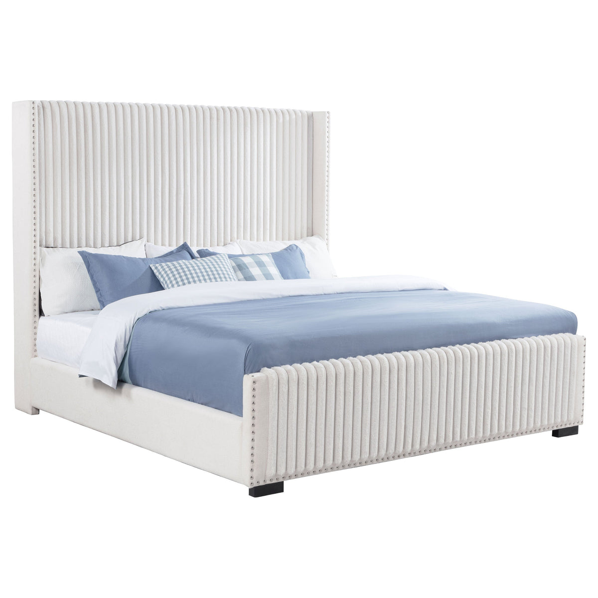 Natasha 65-inch Upholstered California King Bed Cream