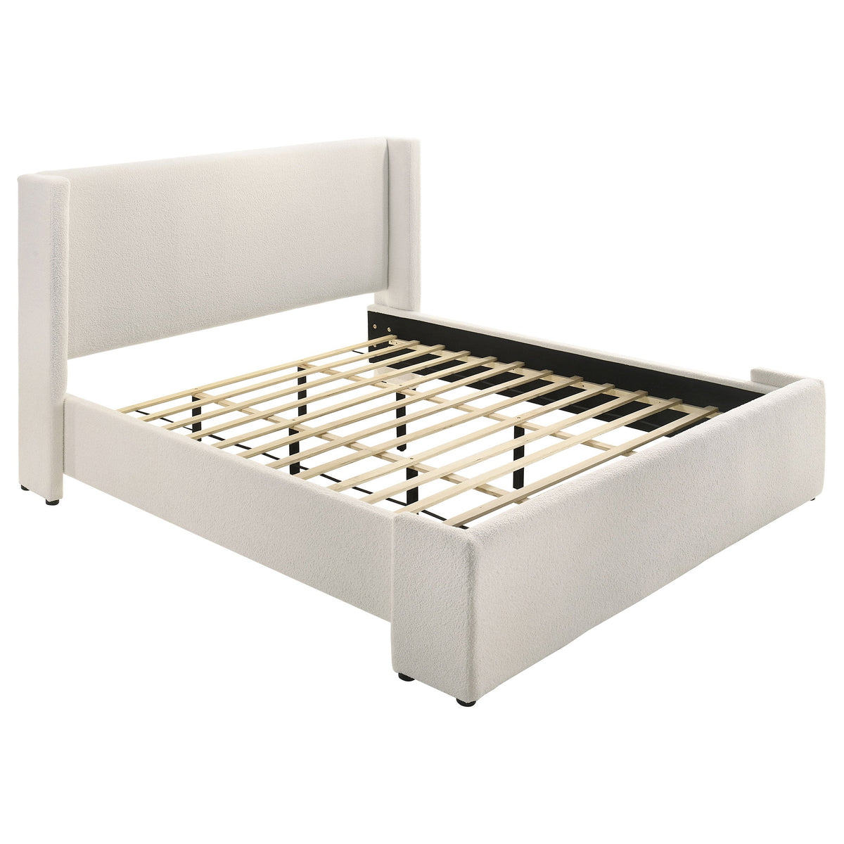 Alamosa Boucle Upholstered  Platform Bed White