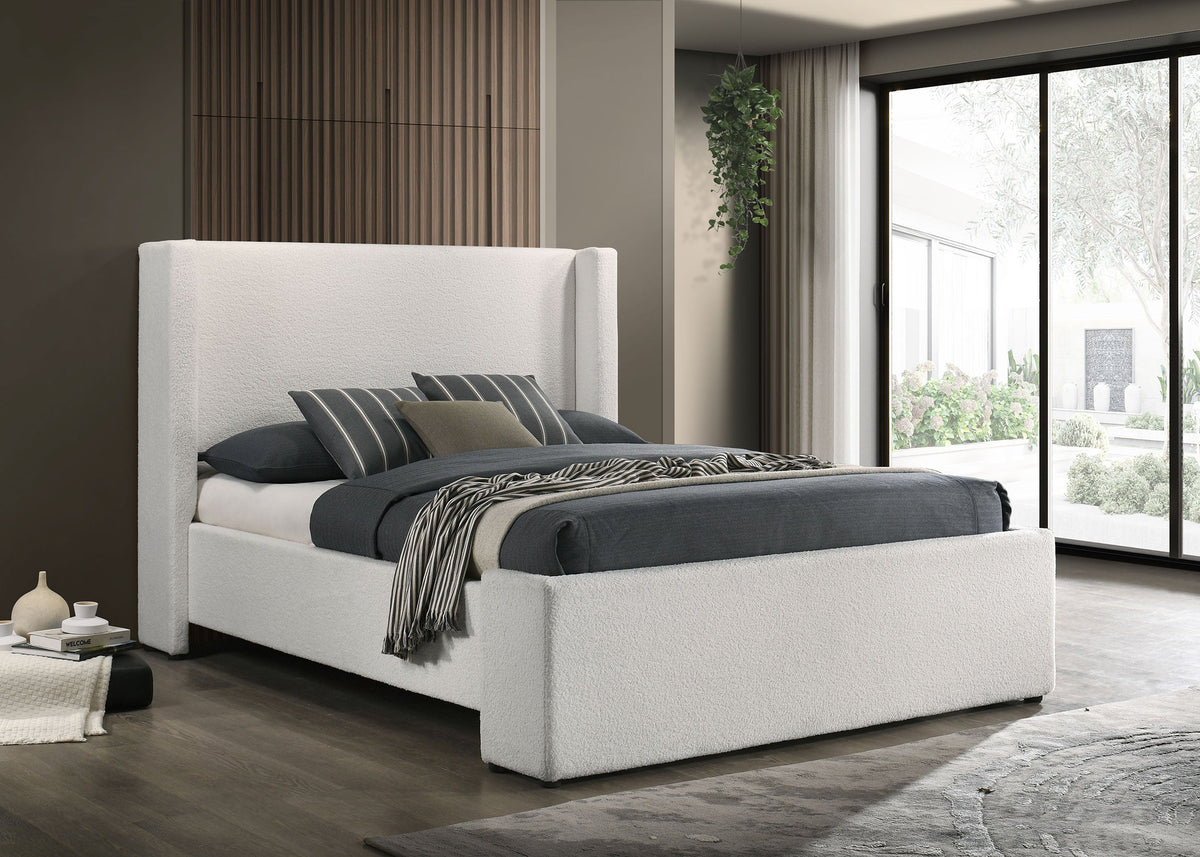 Alamosa Boucle Upholstered  Platform Bed White