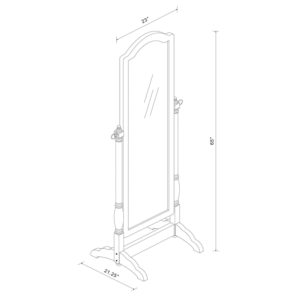 Cabot Wood Adjustable  Length Cheval Mirror Black